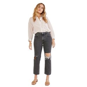 New Etica Rhea Midrise Straight Crop Jeans-Smokey Mountain Size 26 Retail $182